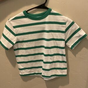 art class White Tee with Green Stripes